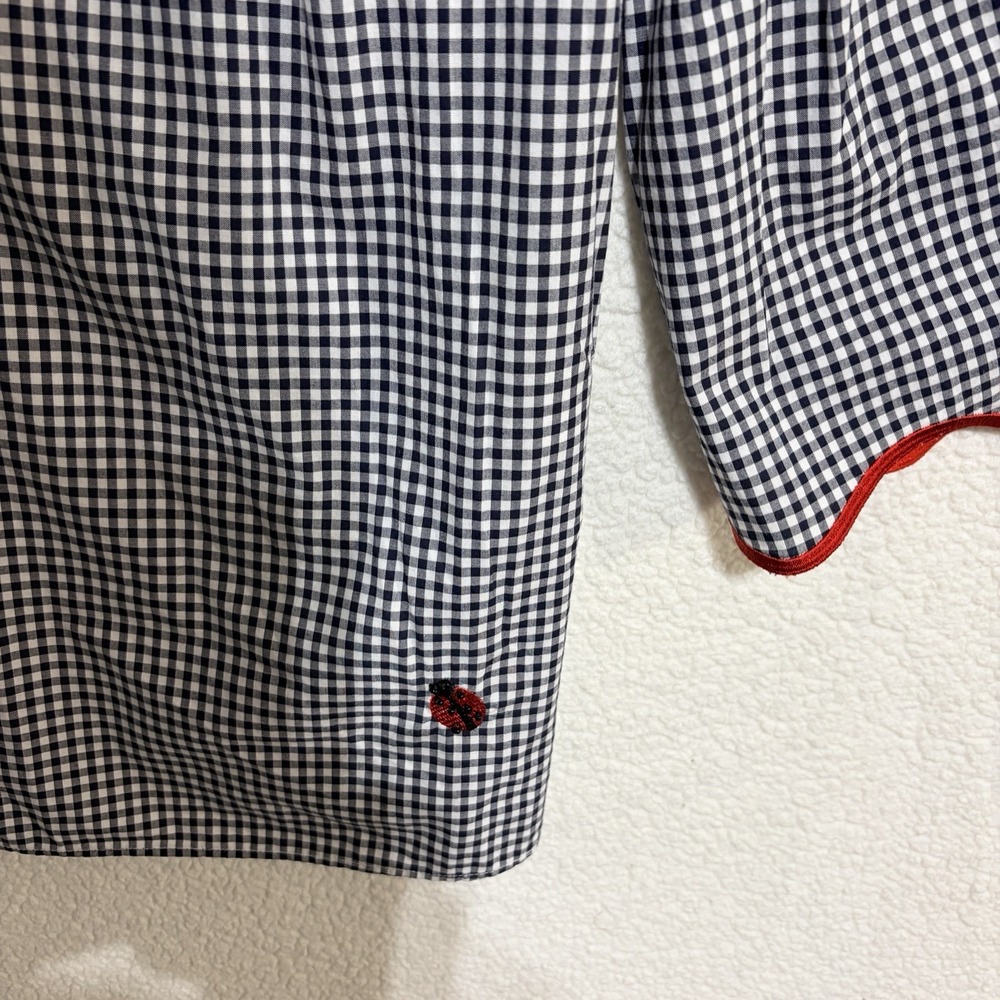 Talbots Oprah Collection Large Gingham Ladybug Top Teacher Preppy Academia - Picture 5 of 5